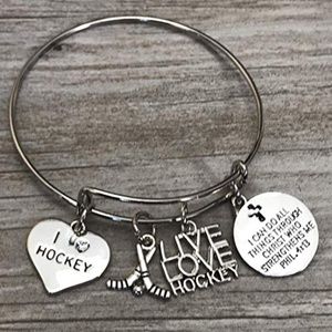 Personalized Hockey Bracelet, Christian Faith Char
